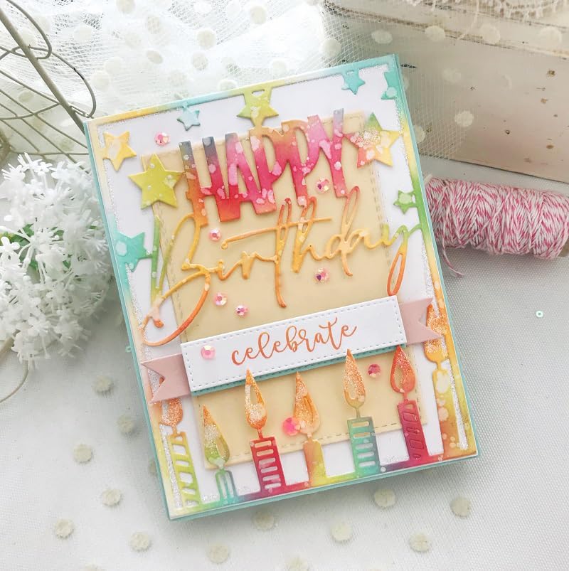 Lapoo Words Cutting Die for Scrapbooking - Durable, Cut Stencils for DIY Scrapbook Photo Album Decorative Paper Card, Card Making Supplies Party Wedding Decorations (Happy Birthday 5.5 x 4.3 in) - Image 2